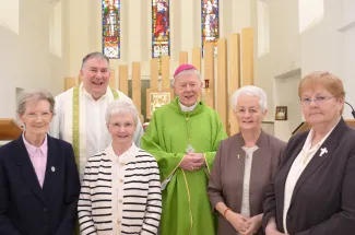 Fr Ciáran Blake, Sr Bríd Fleming, (Woodquay),  Sr Máire Nolan, (Anbally), Archbishop Michael Neary, Sr Mercedes Coen, (Cloonmore), Sr Maureen O’ Dea (Claretuam), 