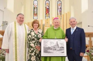 Presentation of Canvas print of Church to Archbishop Neary